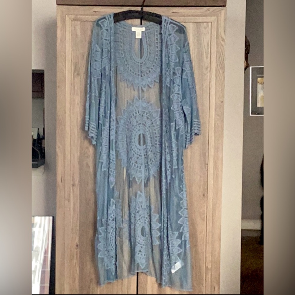 RACHEL ZOE PERIWINKLE BLUE SHEER LACE COVERUP